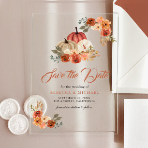 Terracotta Pumpkin Wedding Save the Date Acrylic Invitations