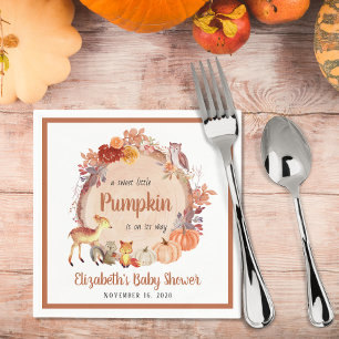 Terracotta Pumpkin Woodland Animals Baby Shower Napkin