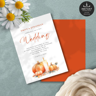 Terracotta Pumpkins Candles Fall Wedding Invitation