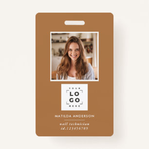 Terracotta QR code modern minimal photo abstract ID Badge