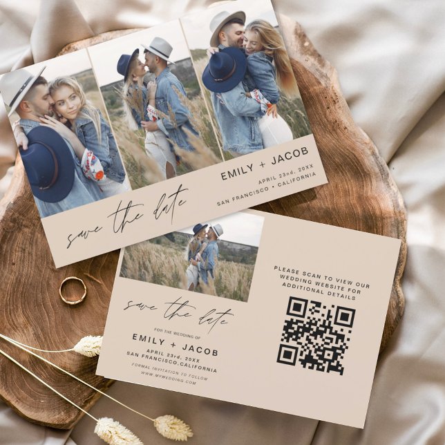 Terracotta QR Code Modern Save the Date 4 Photo (Creator Uploaded)