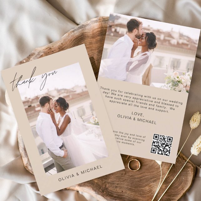 Terracotta QR Code Wedding Thank You Photo Card (Creator Uploaded)