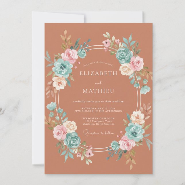 Terracotta Radiant Succulent Wedding Invitation (Front)