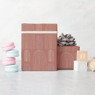 Terracotta Rainbow Mid Century Chic Pattern Wrapping Paper