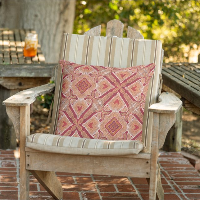 Terracotta Red Brown Rust Orange Tribal Art Cushion (Chair)