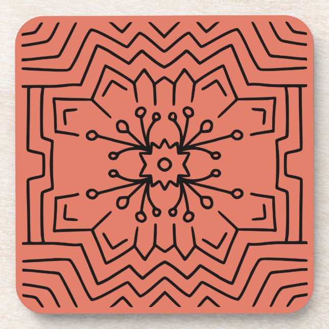 Terracotta red deco coaster (Front)