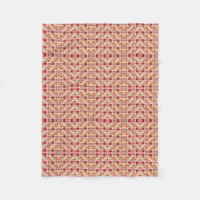 Terracotta Red Geometric Tile Fleece Blanket (Front)