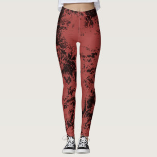 Terracotta red marble texture leggings