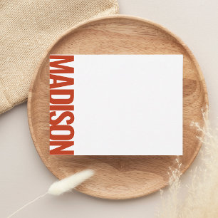Terracotta Red Vertical Big Name Bold Typography Card