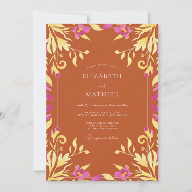 Terracotta Refined Boho Wedding Invitation (Front)