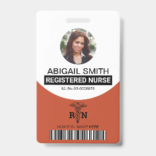 Terracotta Registered nurse caduceus photo ID Badge