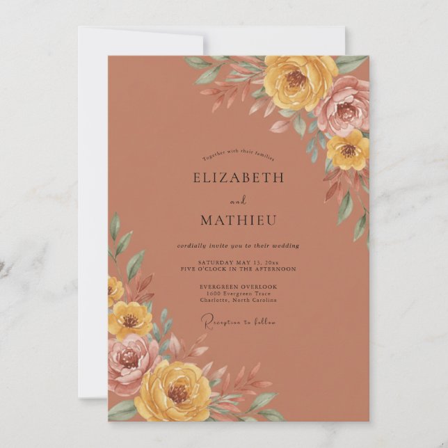 Terracotta Resplendent Fall Wedding Invitation (Front)