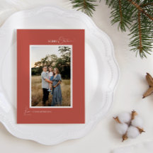 Terracotta Retro Boho Minimalist Letter and Photo