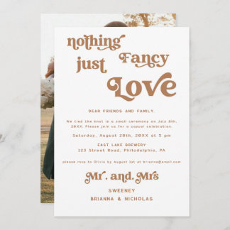 Terracotta Retro Elopement Photo Wedding Invitation