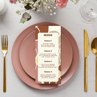 Terracotta Retro Groovy Boho Chic Floral Wedding Menu