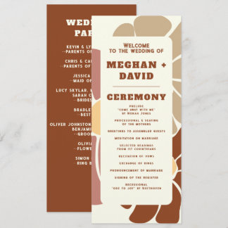 Terracotta Retro Groovy Boho Chic Floral Wedding Program