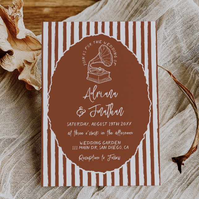 Terracotta Retro Hand Painted Wedding Invitation (Creator Uploaded)