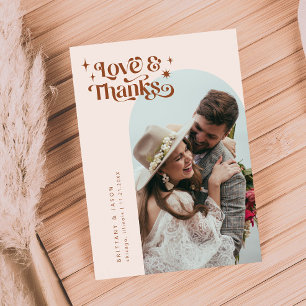 Terracotta Retro Love & Thanks White Arch Wedding  Thank You Card