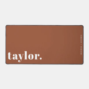 Terracotta Retro Typography Personalised Desk Mat
