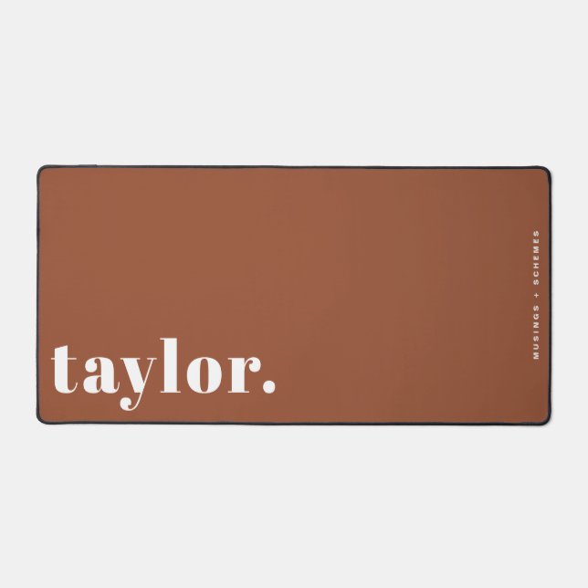 Terracotta Retro Typography Personalised Desk Mat (Front)