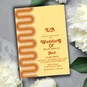 TERRACOTTA retro vintage 70s wedding Invitation