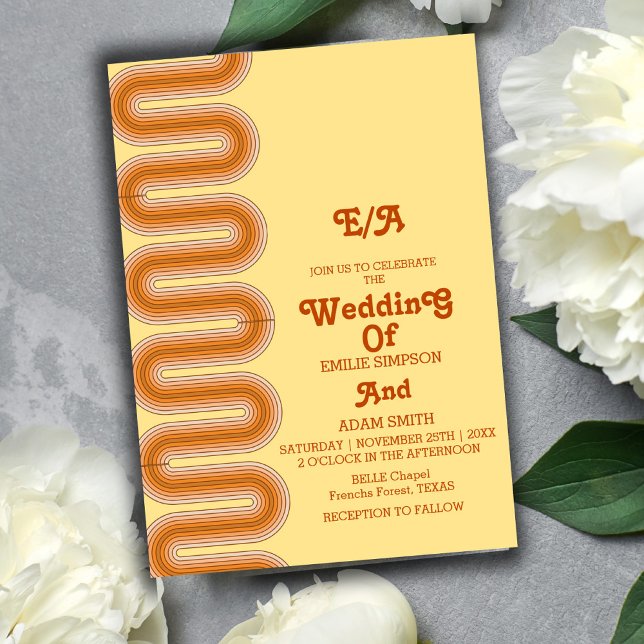TERRACOTTA  retro vintage 70s wedding Invitation (Creator Uploaded)