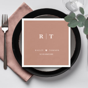 Terracotta Roman Rumerals Minimalist Monogram Napkin