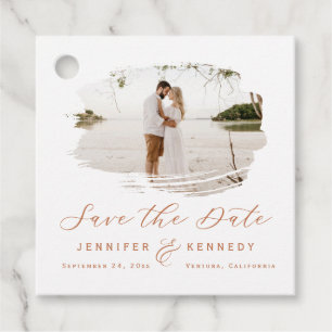 Terracotta Romantic Brushed Frame Save the Date Favour Tags