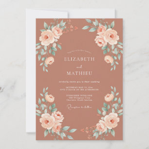 Terracotta Romantic Rustic Wedding Invitation