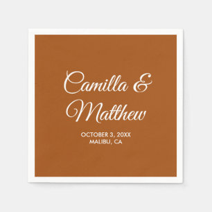 Terracotta Romantic Script Personalised Wedding Napkin