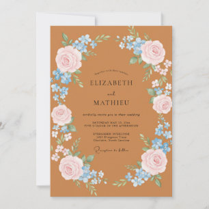 Terracotta Rose Bloom Flourish Wedding Invitation