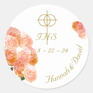 Terracotta Rose Catholic Wedding Classic Round Sticker