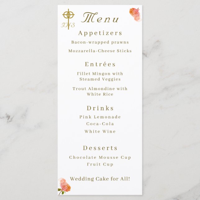Terracotta Rose Catholic Wedding Menu (Front)