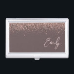 Terracotta Rose Gold Blush Pink Glitter Monogram Business Card Holder<br><div class="desc">Terracotta and Rose Gold - Blush Pink Sparkle Glitter Script Monogram Name Business Card Holder. This makes the perfect sweet 16 birthday,  wedding,  bridal shower,  anniversary,  baby shower or bachelorette party gift for someone that loves glam luxury and chic styles.</div>