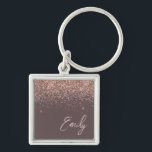 Terracotta Rose Gold Blush Pink Glitter Monogram Key Ring<br><div class="desc">Terracotta and Rose Gold - Blush Pink Sparkle Glitter Script Monogram Name Keychains (Key Chain). This makes the perfect sweet 16 birthday,  wedding,  bridal shower,  anniversary,  baby shower or bachelorette party gift for someone that loves glam luxury and chic styles.</div>
