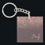 Terracotta Rose Gold Blush Pink Glitter Monogram Key Ring<br><div class="desc">Terracotta and Rose Gold Blush Pink Faux Foil Sparkle Glitter Script Monogram Name Keychain. This makes the perfect sweet 16 birthday,  wedding,  bridal shower,  anniversary,  baby shower or bachelorette party gift for someone that loves glam luxury and chic styles.</div>