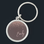 Terracotta Rose Gold Blush Pink Glitter Monogram Key Ring<br><div class="desc">Terracotta and Rose Gold - Blush Pink Sparkle Glitter Script Monogram Name Keychains (Key Chain). This makes the perfect sweet 16 birthday,  wedding,  bridal shower,  anniversary,  baby shower or bachelorette party gift for someone that loves glam luxury and chic styles.</div>