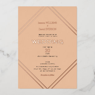 Terracotta & Rose gold minimalist foil invitation