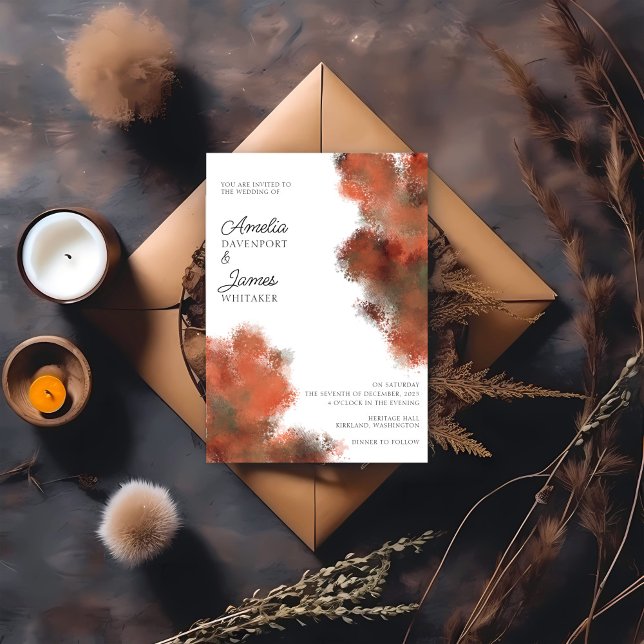 Terracotta Rose Watercolor Wedding Invitation (Creator Uploaded)
