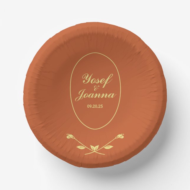Terracotta Rose Wedding Paper Plate (Front)