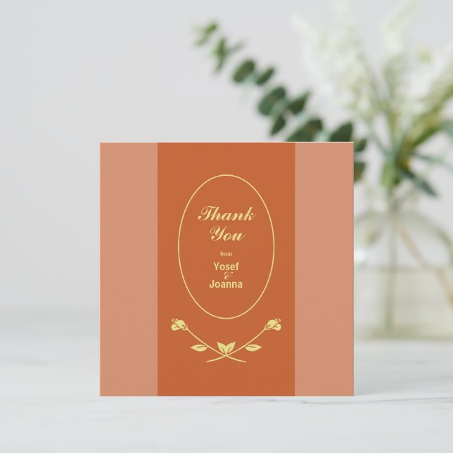 Terracotta Rose Wedding Thank You Card (Standing Front)