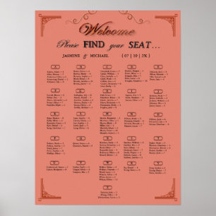 Terracotta Rust Alphabetical Wedding Seating Chart