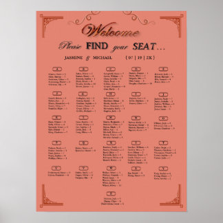 Terracotta Rust Alphabetical Wedding Seating Chart