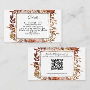 Terracotta Rust Boho Floral Wedding Details Enclosure Card