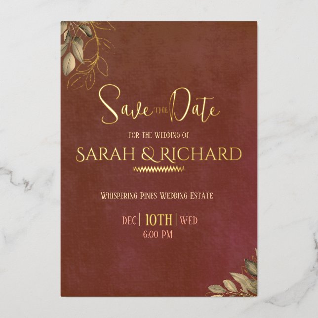 Terracotta Rust Boho Velvet Wedding Save the Date (Front)