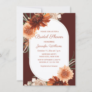 Terracotta Rust Burgundy Autumn Arch Bridal Shower Invitation