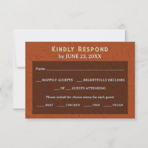 Terracotta Rust Burnt Orange Botanic Retro Wedding RSVP Card