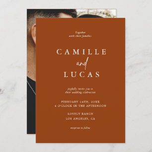Terracotta Rust Burnt Orange Photo Wedding Invitation