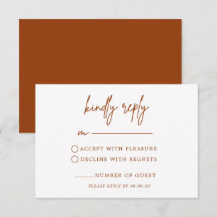 Terracotta Rust Burnt Orange Wedding RSVP Card