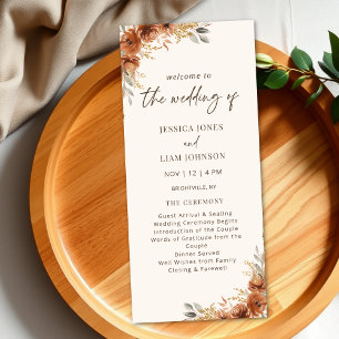 Terracotta Rust Fall Floral Wedding Program
